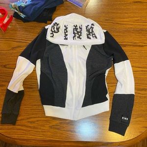 Pink victorias secret hoodie, black grey white